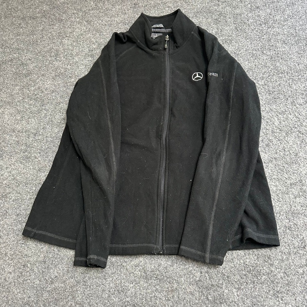 Elevate Fleece Jacket Womens Size XL Black Mercedes-Benz Logo Full Zip Sport